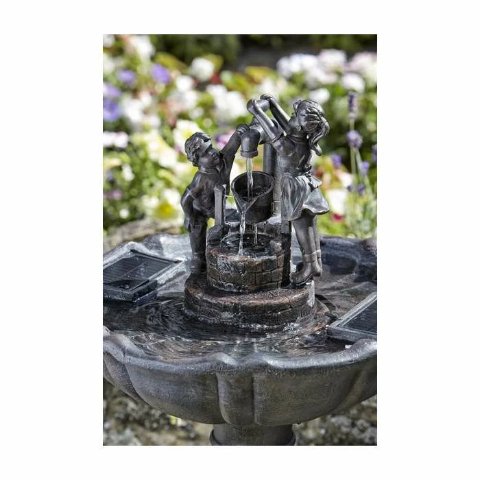 H84cm Tipping Pail Solar Bird Bath Water Feature - Image 3