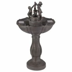 H84cm Tipping Pail Solar Bird Bath Water Feature