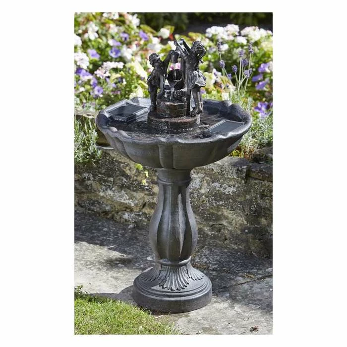 H84cm Tipping Pail Solar Bird Bath Water Feature - Image 2