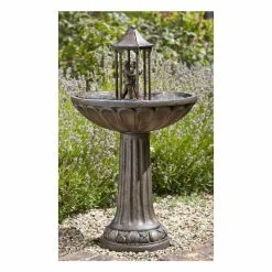 H83cm Dancing Couple Solar Bird Bath Water Feature