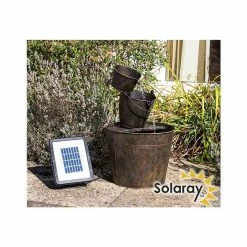 H49cm Dunwich Cascading Bucket Solar Zinc Water Feature by Solaray