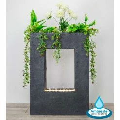 H77cm Milano Rain Water Feature Planter with Lights by Ambienté