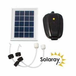 120LPH 2-Stone Solar Oxygenator / Pond Aerator with Battery Backup by Solaray