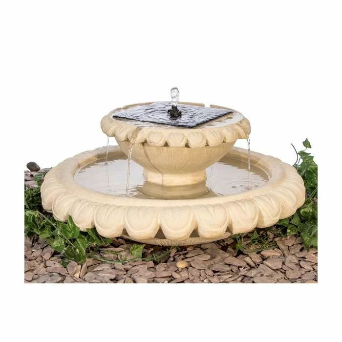H79cm Victoriana Cream Solar Caststone⢠Bird Bath with Lights by Solaray - Image 2
