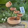 H55cm Terracotta Solar Water Feature with Battery Backup and Lights by Solaray