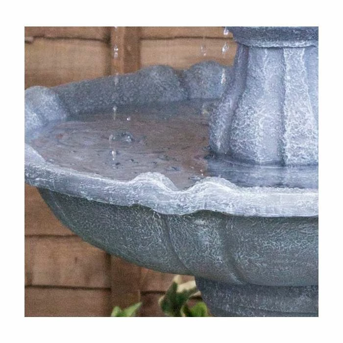 H92cm Grey Imperial Tiered Solar Water Fountain with Lights by Solaray - Image 4