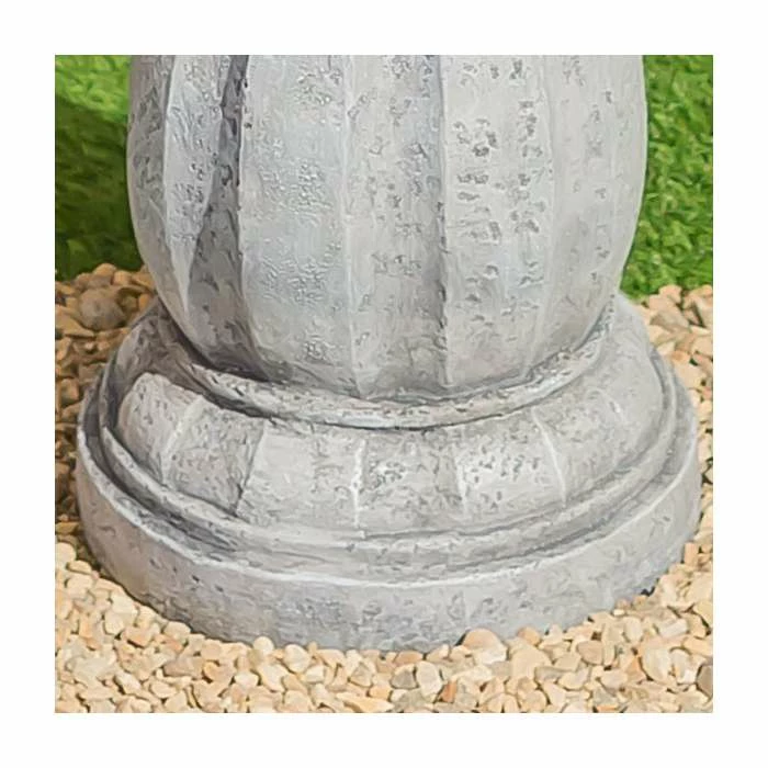 H112cm White Imperial Round Tiered Solar Water Fountain with Lights by Solaray - Image 7