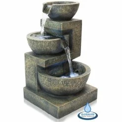 H48cm Kendal 3-Tier Cascading Water Feature with Lights | Indoor/Outdoor Use by Ambienté