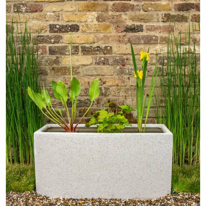 W80cm 'Pond in a Pot' Trough White Fibreglass Planter - Image 2